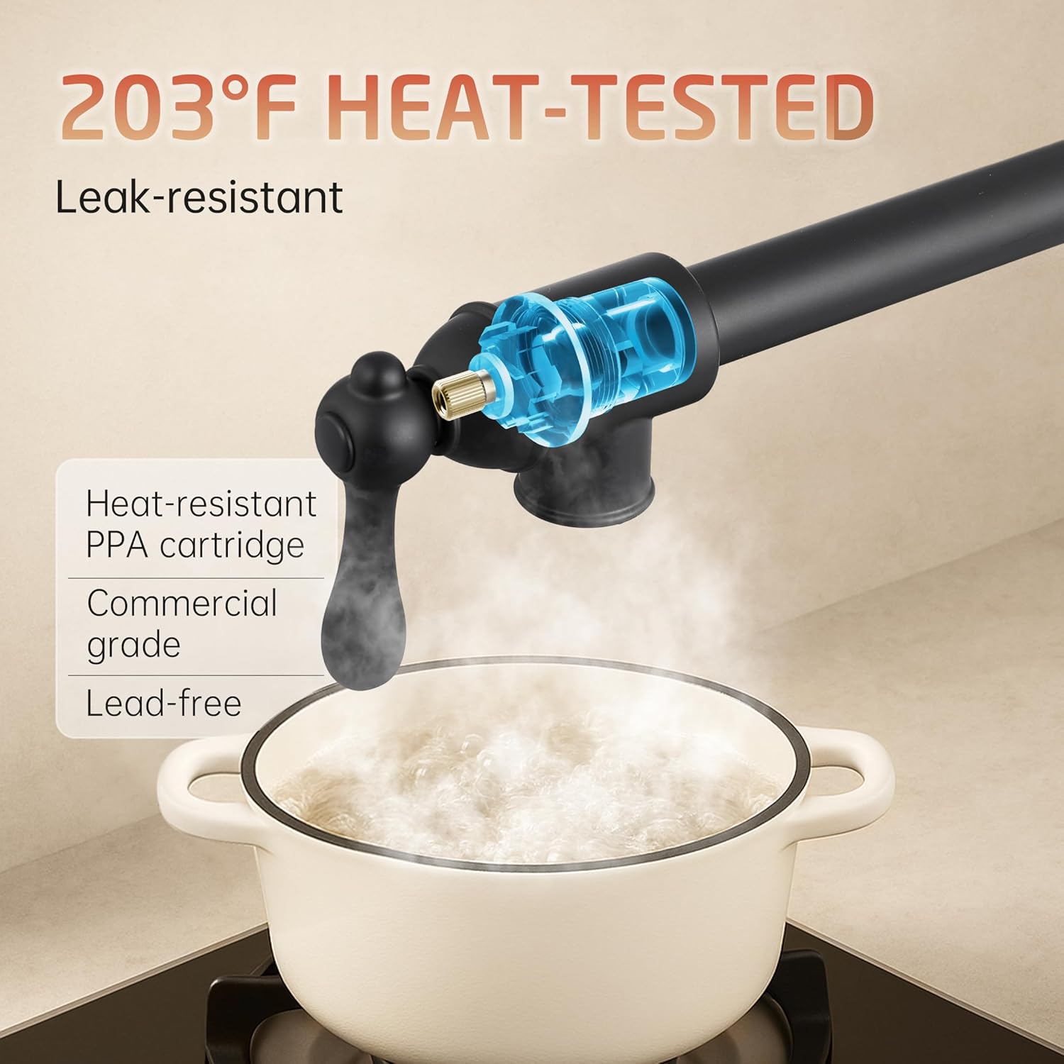 KES Vintage Black Pot Filler Faucet with Heat-Resistant Cartridge, 26'' No Lead 18/8 Stainless Steel Over Stove Kitchen Pot Filler Faucets with Double Joints 360° Swing Arm Wall Mount, KN928S24LF-BK