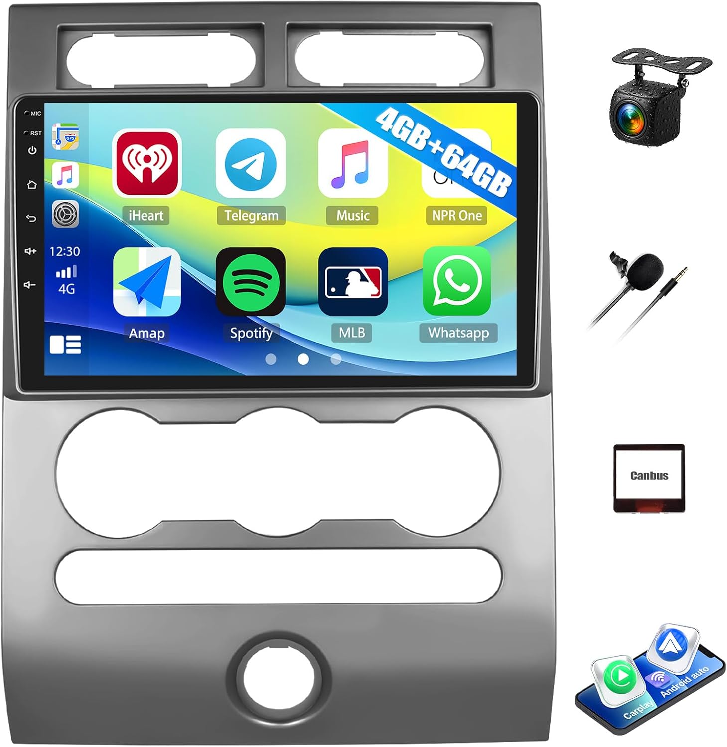 4G+64G Car Radio Stereo for Ford Expedition 2007-2014 with Wireless CarPlay Android Auto 9