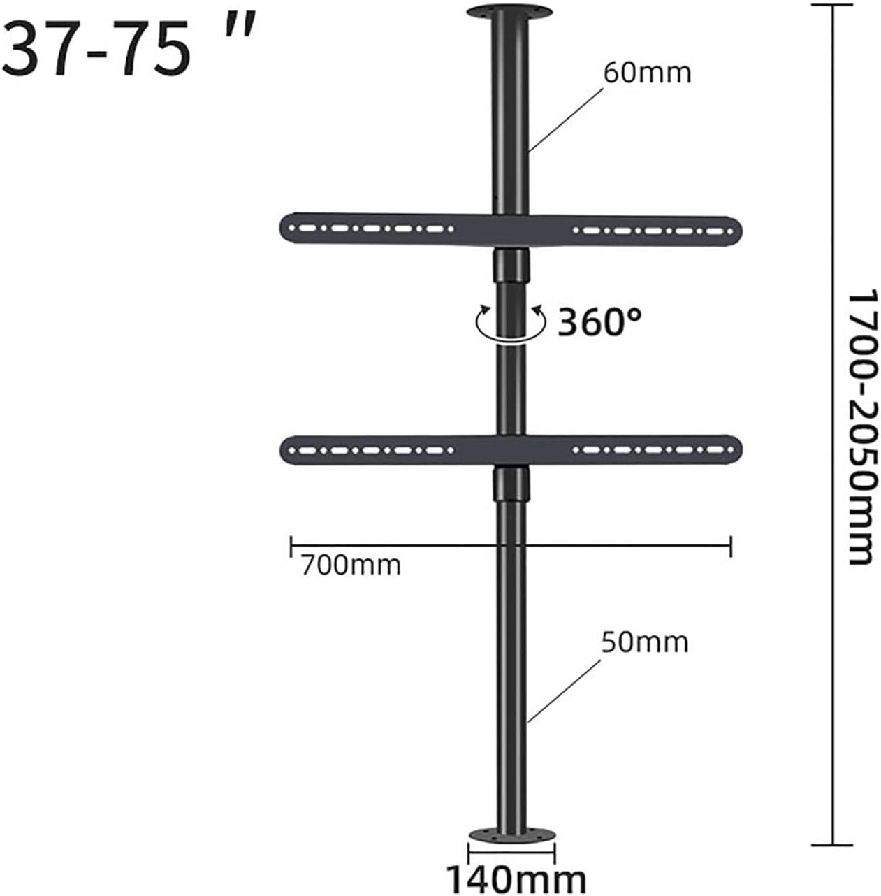 Adjustable TV Mount Bracket - LCD TV 360 Degree Rotating Frame Floor Stand Partition Wall Rotating Rack Rotating TV Cabinet Rotating Base