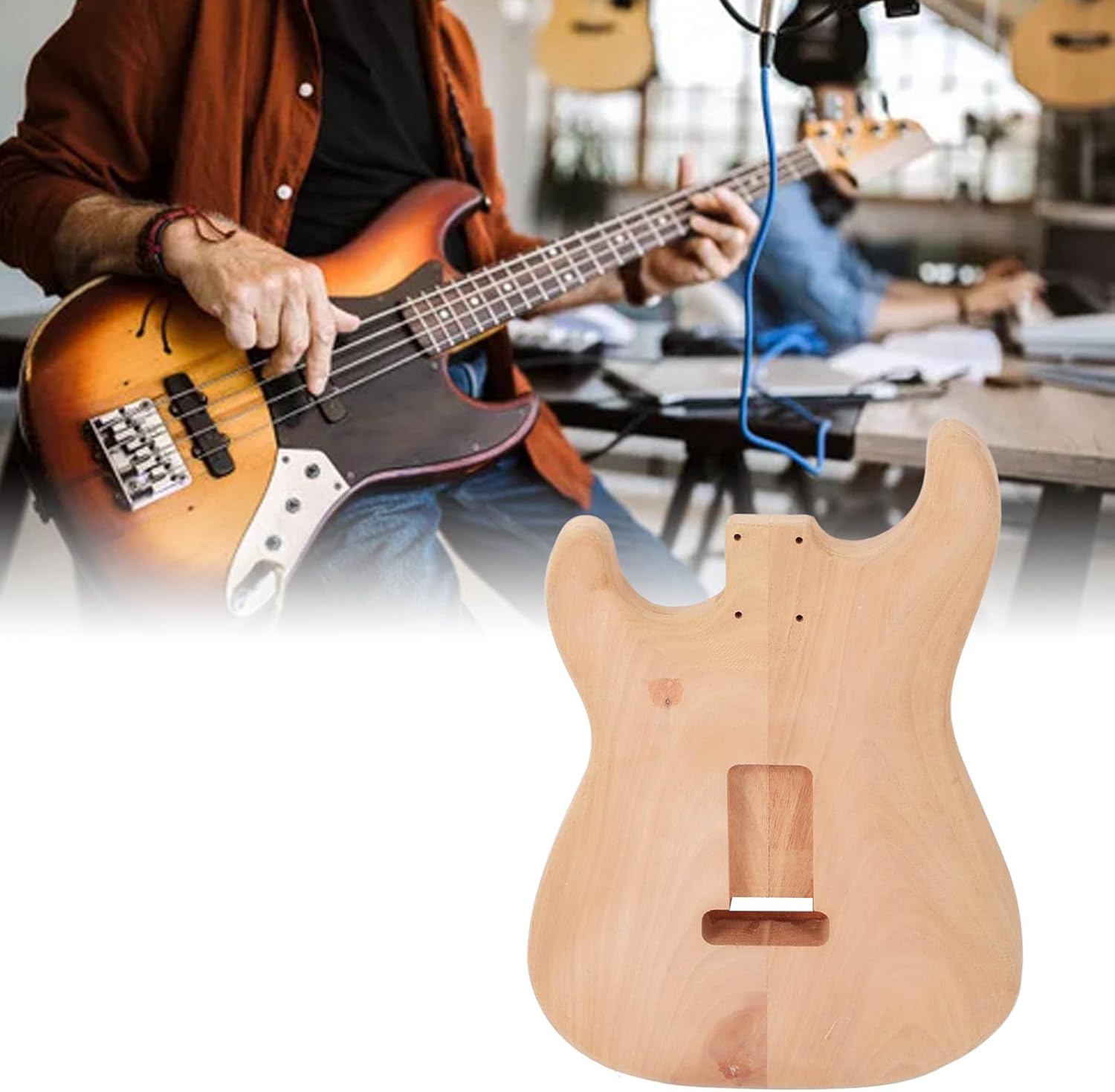 Unfinished Electric Guitar Body Blank - DIY Replacement Wooden Barrel for Electric Guitar Building, Custom Paint & Professional Upgrade (GSB09)