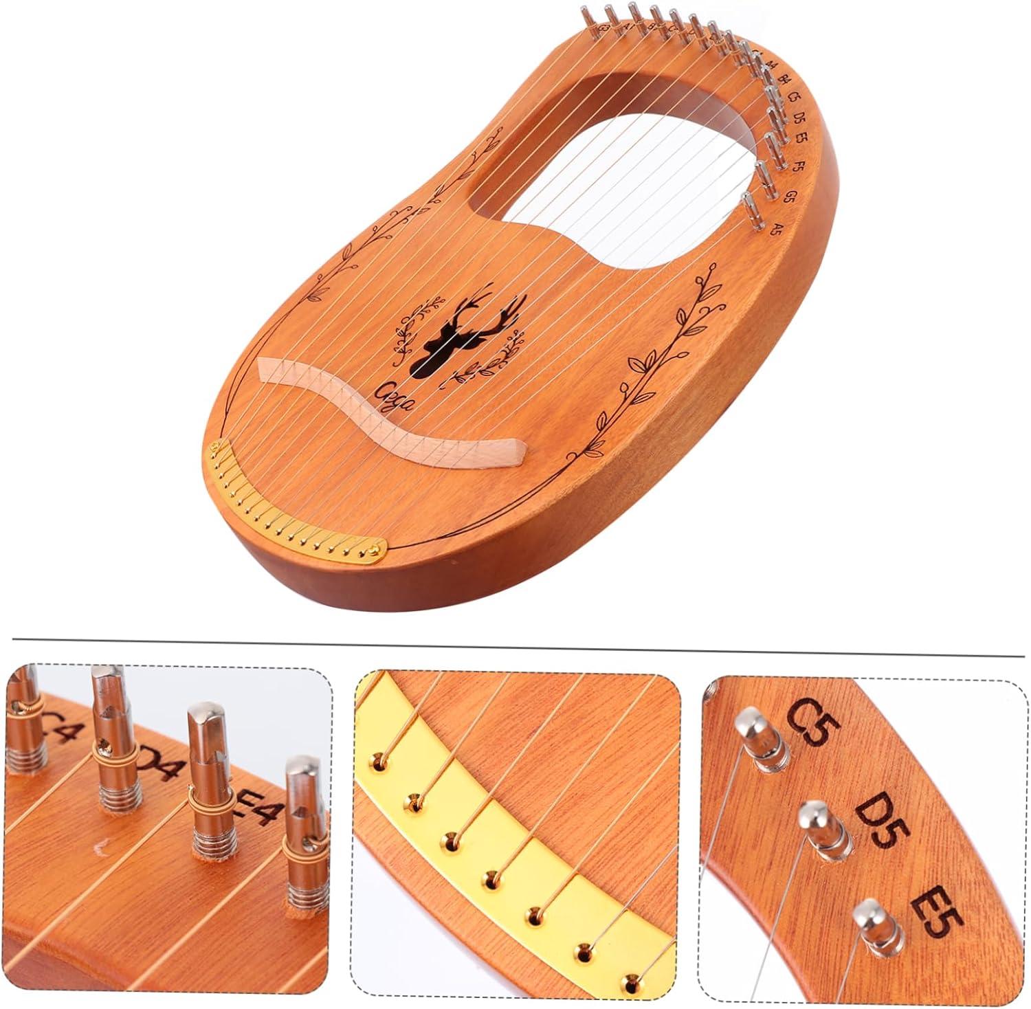 FAVOMOTO 1set String Harp Portable Lyre Harp for Beginners Made of Polished Wood Melodious Sound for Relaxation and Music Practice