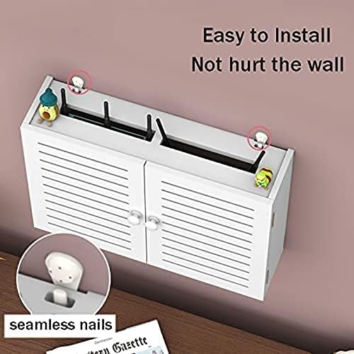 WiFi Router Storage Shelf Wall Mount Living Room TV Wall Double Storage Rack Set-top Box Shelf Creative White Decorative Floating Shelf (Color : A)