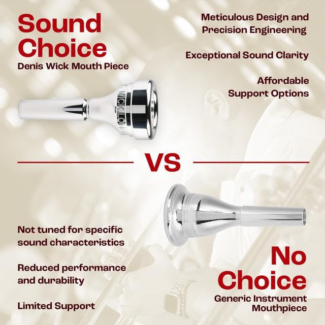 Denis Wick Classic Tenor Horn Mouthpiece Silver-Plated, 5883-3 - V-Type Backbore to Enhance Your Performance with Clear Superior Sound and Precision - Ideal for Musicians - 18.50 x 6.07 x 5.2mm