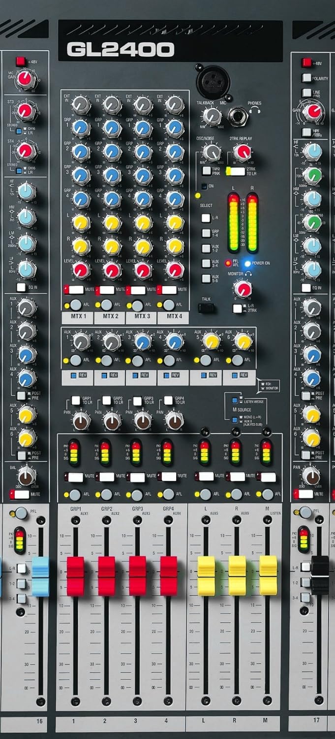 Allen & Heath GL2400/16 16-Channel Professional Mixer with 6 Auxiliary Sends, 4 Band Equalizer, and 7 x 4 Matrix