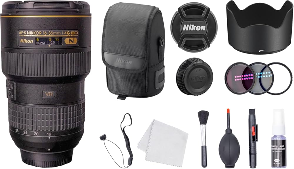 Nikon AF-S NIKKOR 16-35mm f/4G ED VR Lens + Filter Kit + Cap Keeper + Cleaning Kit (Renewed)