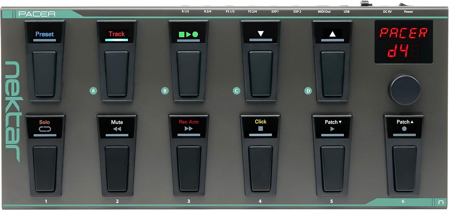 Nektar Pacer USB MIDI Footswitch Controller (Dark Grey) + Roland 10ft MIDI Cable (Black Series)