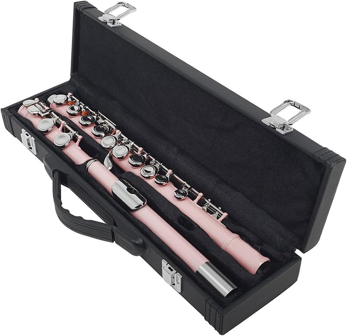 ZUZU Pink 16 Holes Flute with E Key Woodwind Instrument Closed Hole C Tone Nickel Silver Key Cupronickel Tube with Music Case Beginners Flute