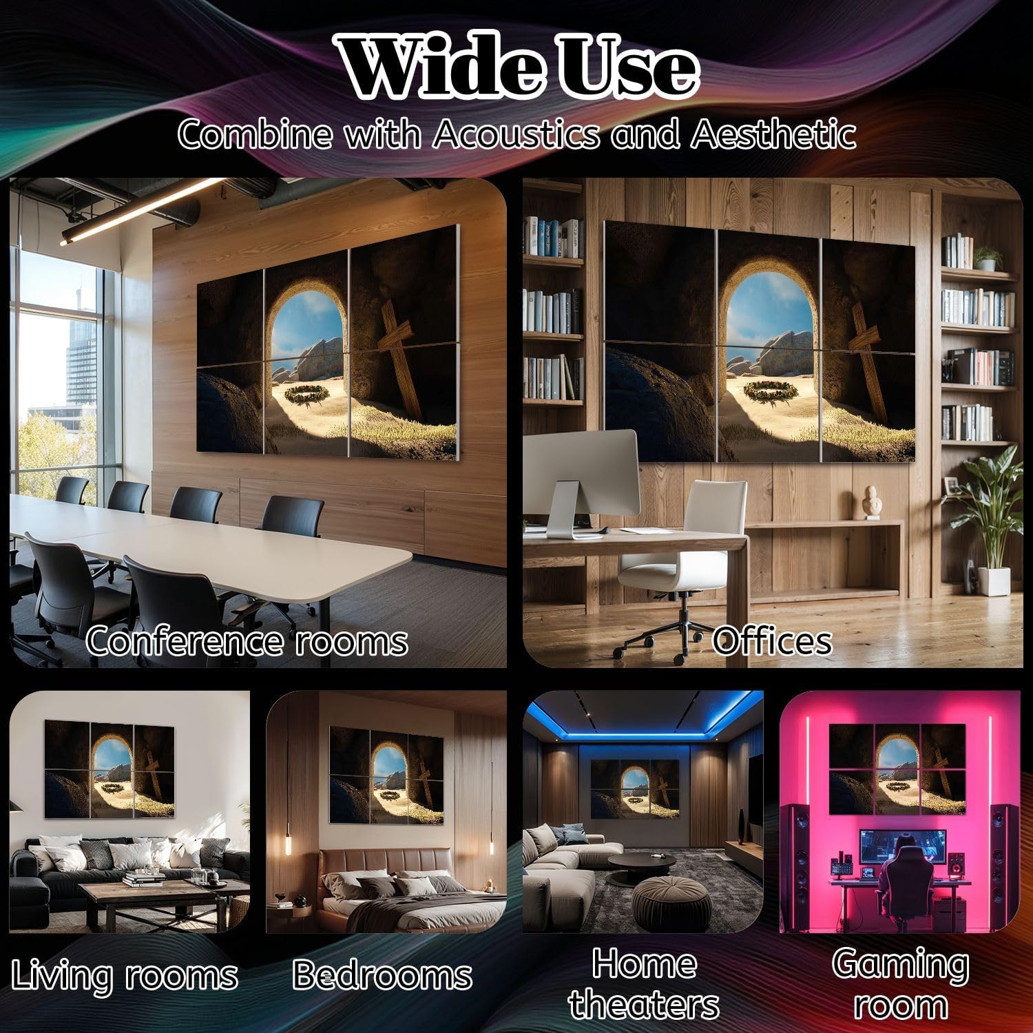 6 Pack Art Acoustic Panels Christ Bible from empty stone tomb is flooded light thrown Sound Absorbing Panel 48