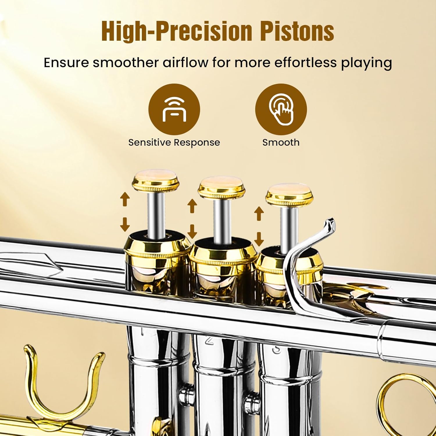 Asmuse Professional Trumpet Instrument Set,Student Trumpets for Beginners, Trompetas Musicales with Hard Case, Brass Instruments with Trumpet Cleaning Kit Gloves 7C Mouthpiece