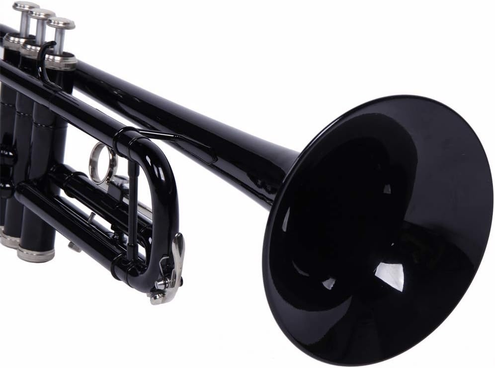 Standard Trumpet Brass Gold Bb Trumpet for Students and beginners w/Gloves,Mouthpiece (Black)