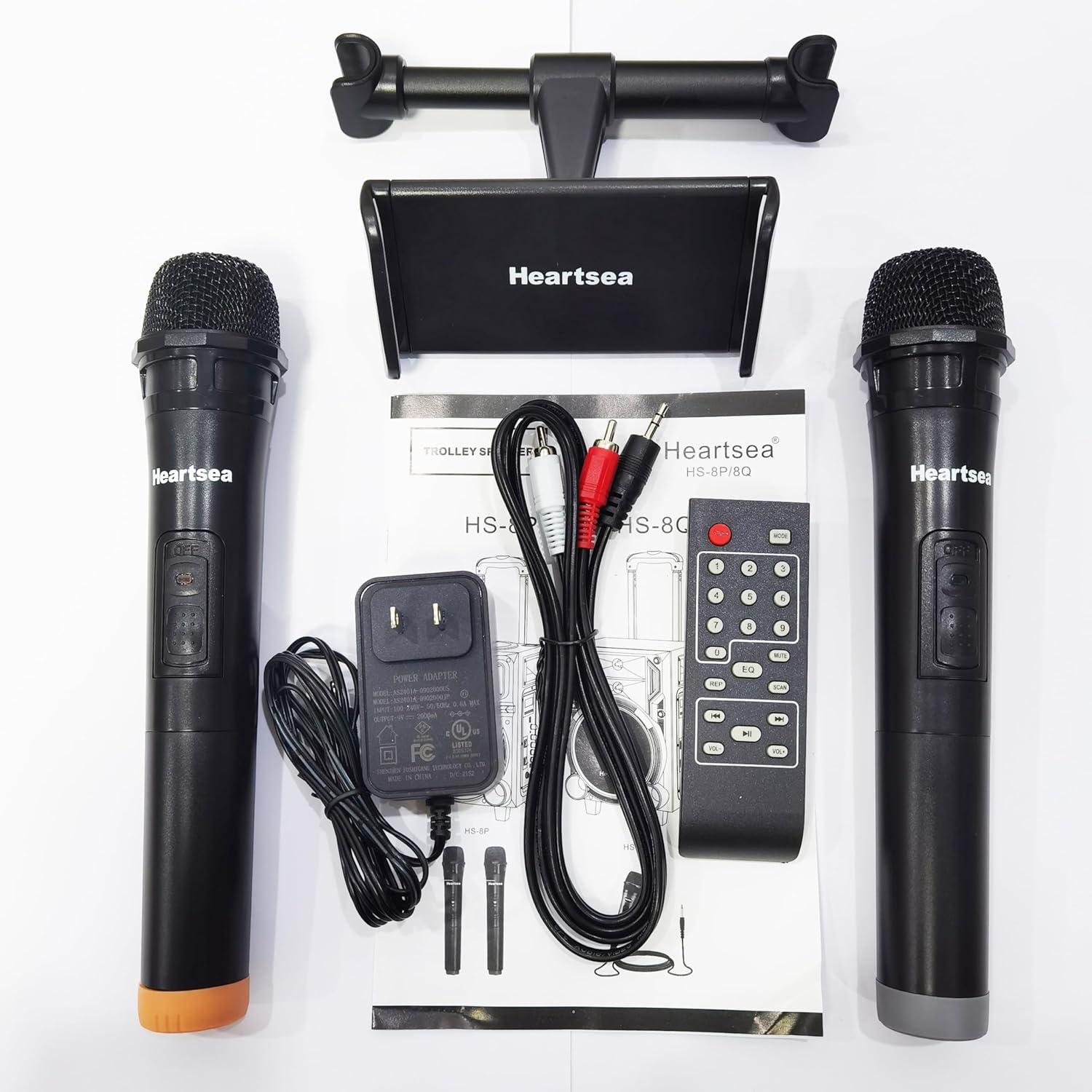 HEARTSEA Karaoke Machine for Adults, Portable Bluetooth Pa Speaker with 2 Wireless Microphones, Wooden Sound PA System with Disco Lights for Party, Outdoor, USB/TF/REC/AUX, Ideal Gifts for Family