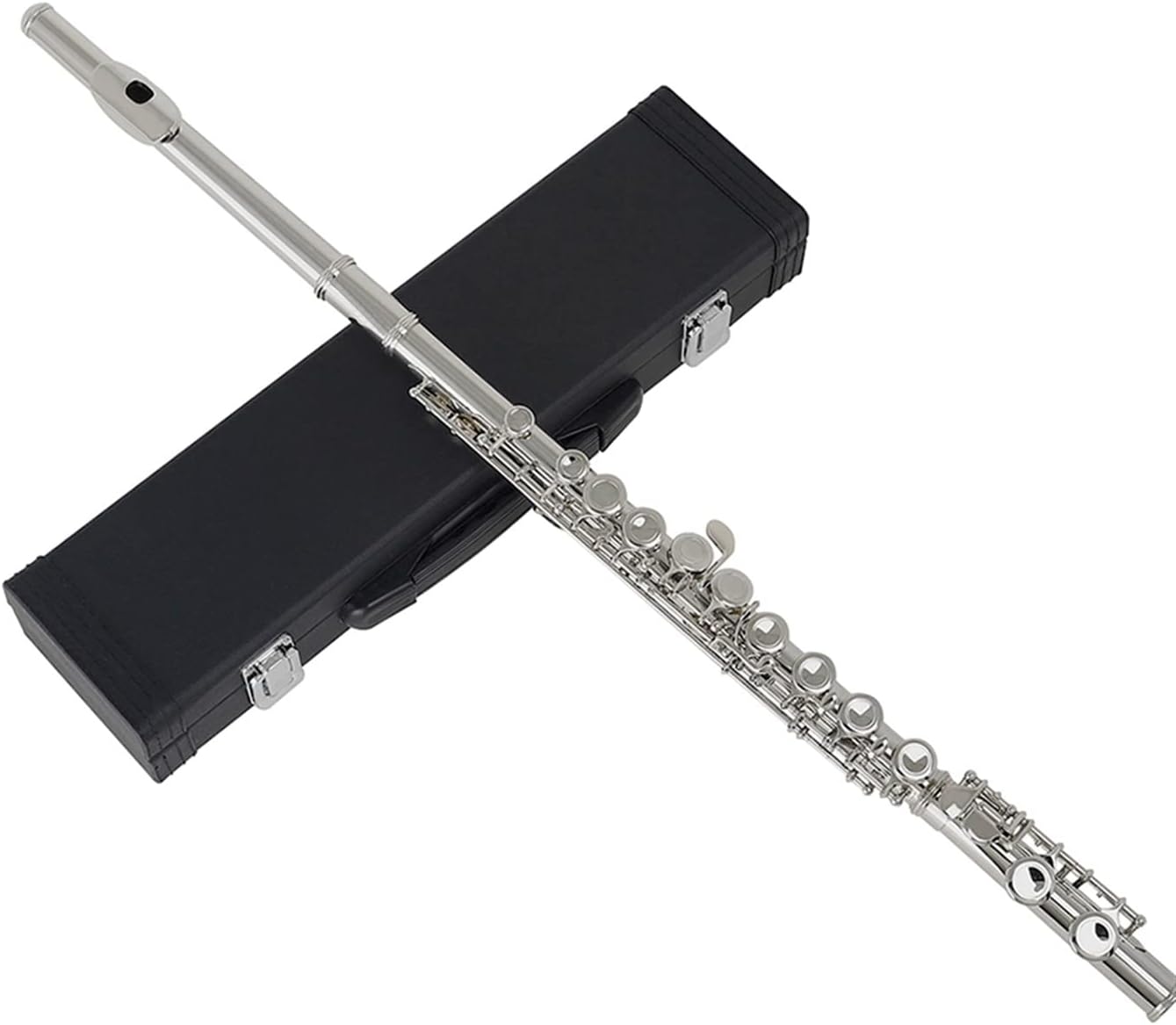 Flutes Musical Instrument 16 Holes Flute C Tone Closed Hole Silver Plated Cupronickel Flute Woodwind Instrument with Leather Case Cleaning Cloth