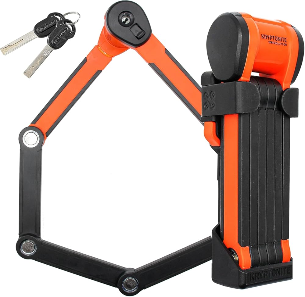 Kryptonite Evolution 790 Folding Bike Lock, Compact Lightweight High Security Anti-Theft Foldable Bicycle Lock with 2 Keys and Mount for E-Bikes Scooter Road Mountain Bikes, 90cm (35 in) Orange