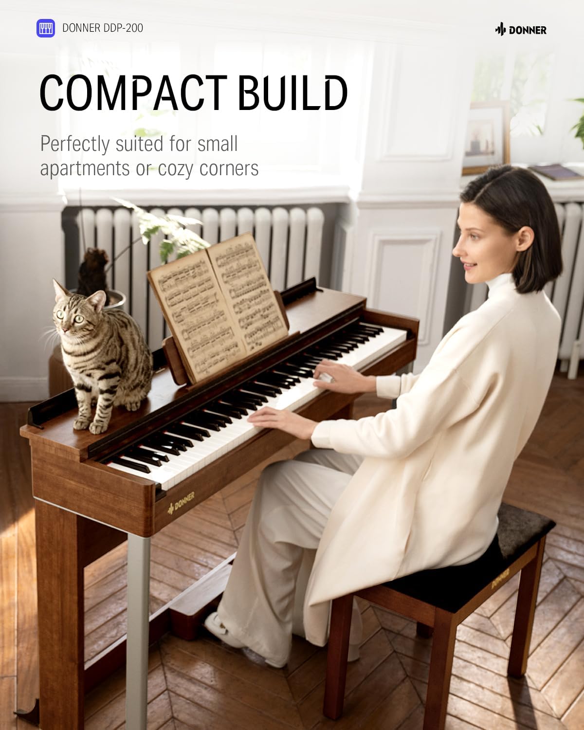 Donner DDP-200 Digital Piano 88 Key Weighted with Bench