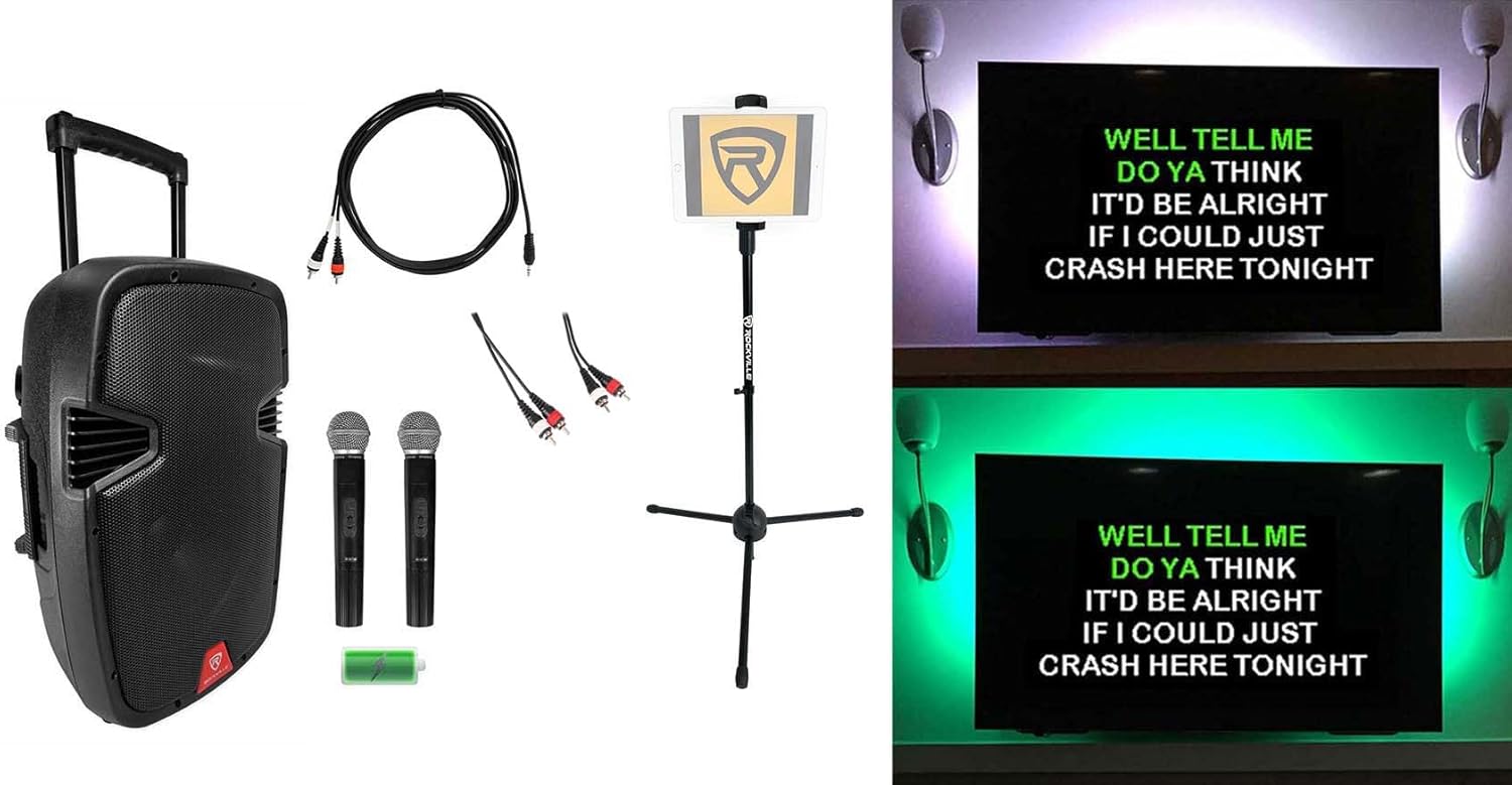 Rockville Home Karaoke Quarantine Family Activity Singing Machine w/2 Mics