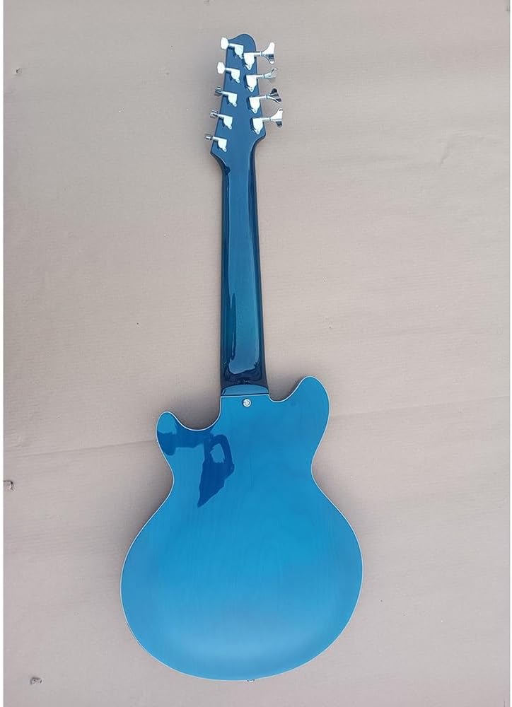 Custom double f hole nine string electric guitar,Fan style Pinsilk,Left four string bass and right five string