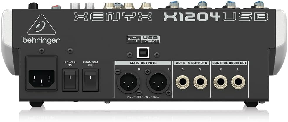 Behringer XENYX X1204USB Premium 12-Input 2/2-Bus Mixer with XENYX Mic Preamps and Compressors, British EQ, 24-Bit Multi-FX Processor and USB/Audio Interface