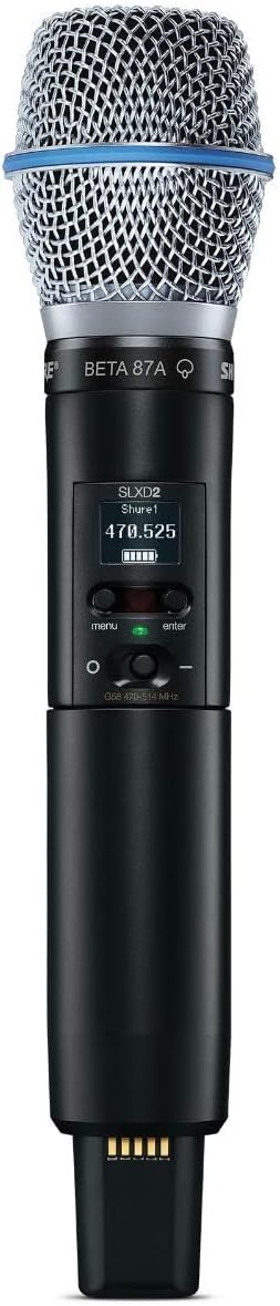Shure SLXD2/B87A Handheld Transmitter with BETA 87A Vocal Mic Capsule - for use with SLX-D Digital Wireless Microphone Systems, Receiver Sold Separately | G58 Band (SLXD2/B87A=-G58)