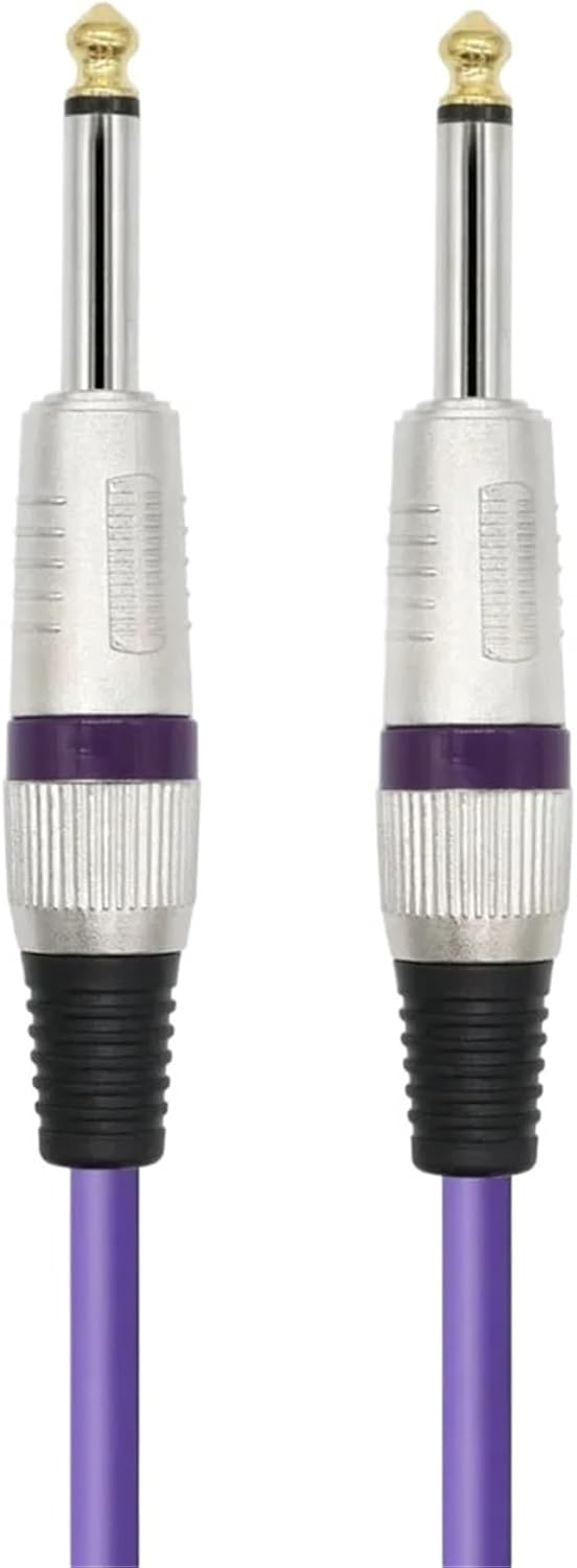 6.5mm TS Guitar Cable Male To 1/4 Inch Instrument Audio Aux Cables for Electric Mixer AMP(Purple M-M)