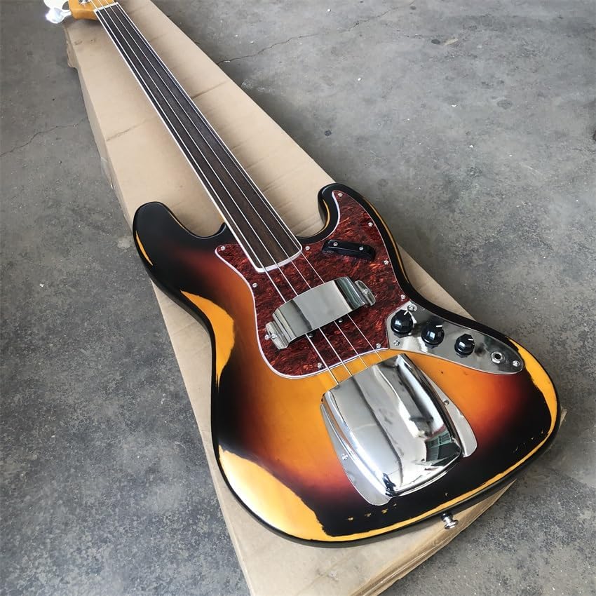 Custom Four-String Electric Bass in Sunset Color with Nitro Matte Paint - Perfect for Bassists Seeking a and High- Instrument with Professional Performance