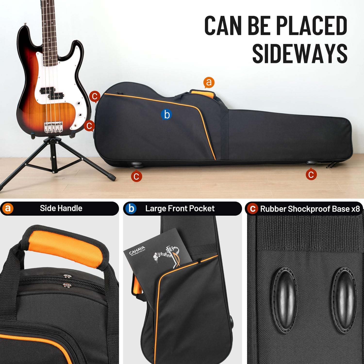 CAHAYA Hardshell Guitar Case Only Fits P Bass Guitar Case Precision Bass 0.98inch Thick Padding Bass Guitar Case with Adjustable Shoulder Straps CY0301