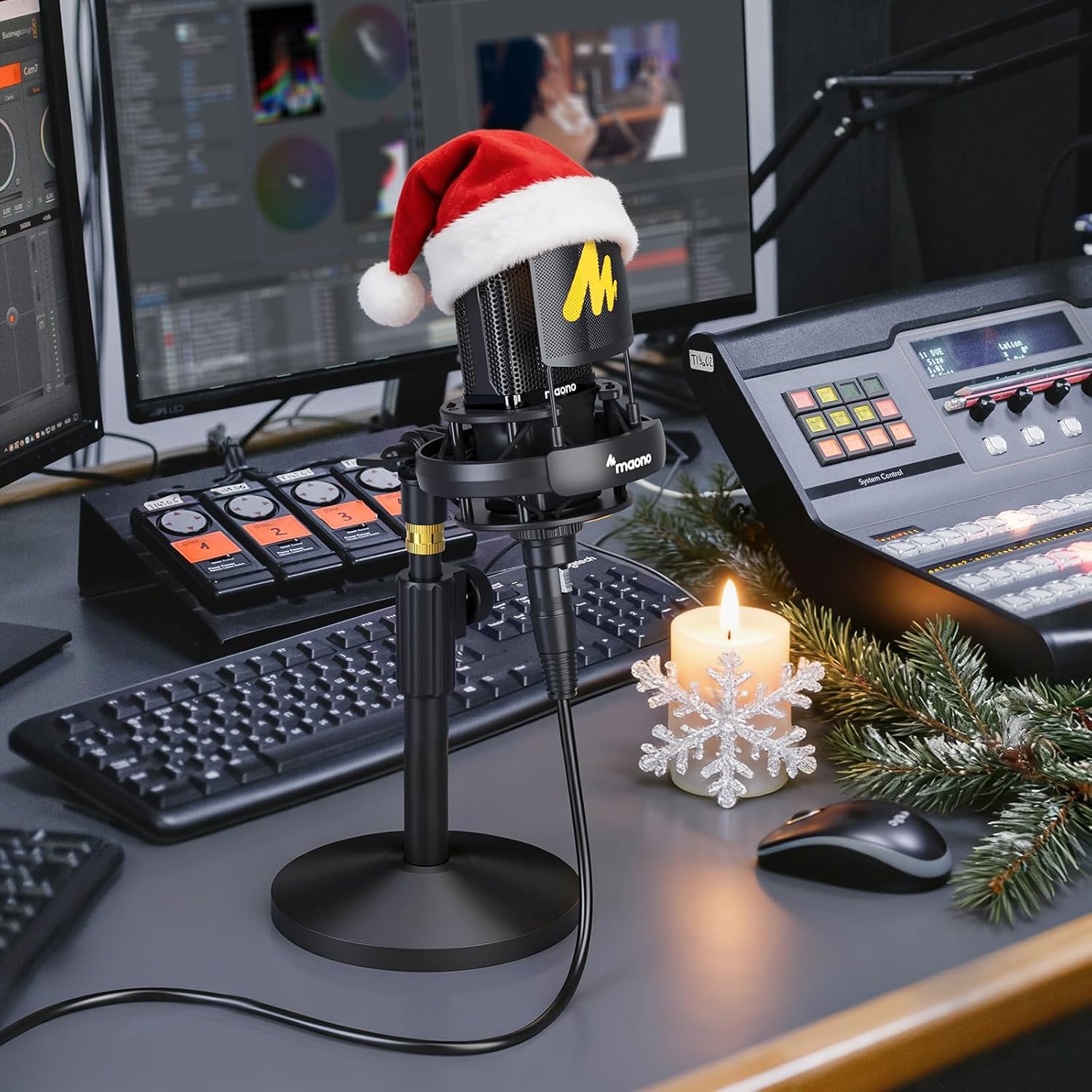 MAONO XLR Condenser Microphone with 34mm Large Diaphragm, Professional Cardioid Studio Mic for Podcasting, Recording, Streaming, Vocals, Voice Over, Music, ASMR(PM500)