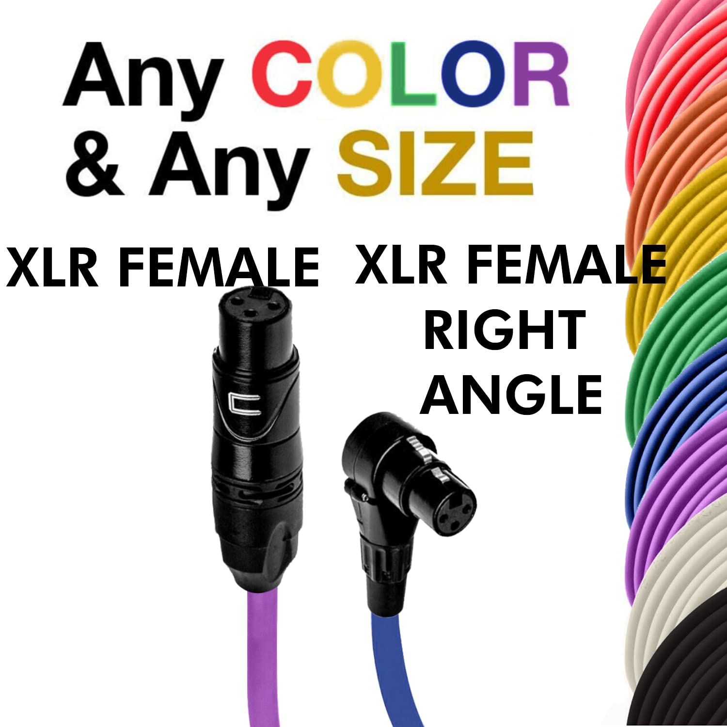 Balanced XLR Cable Female to Right Angle XLR Female - 150 Feet Black - Pro 3-Pin Microphone Connector for Powered Speakers, Audio Interface or Mixer for Live Performance & Recording