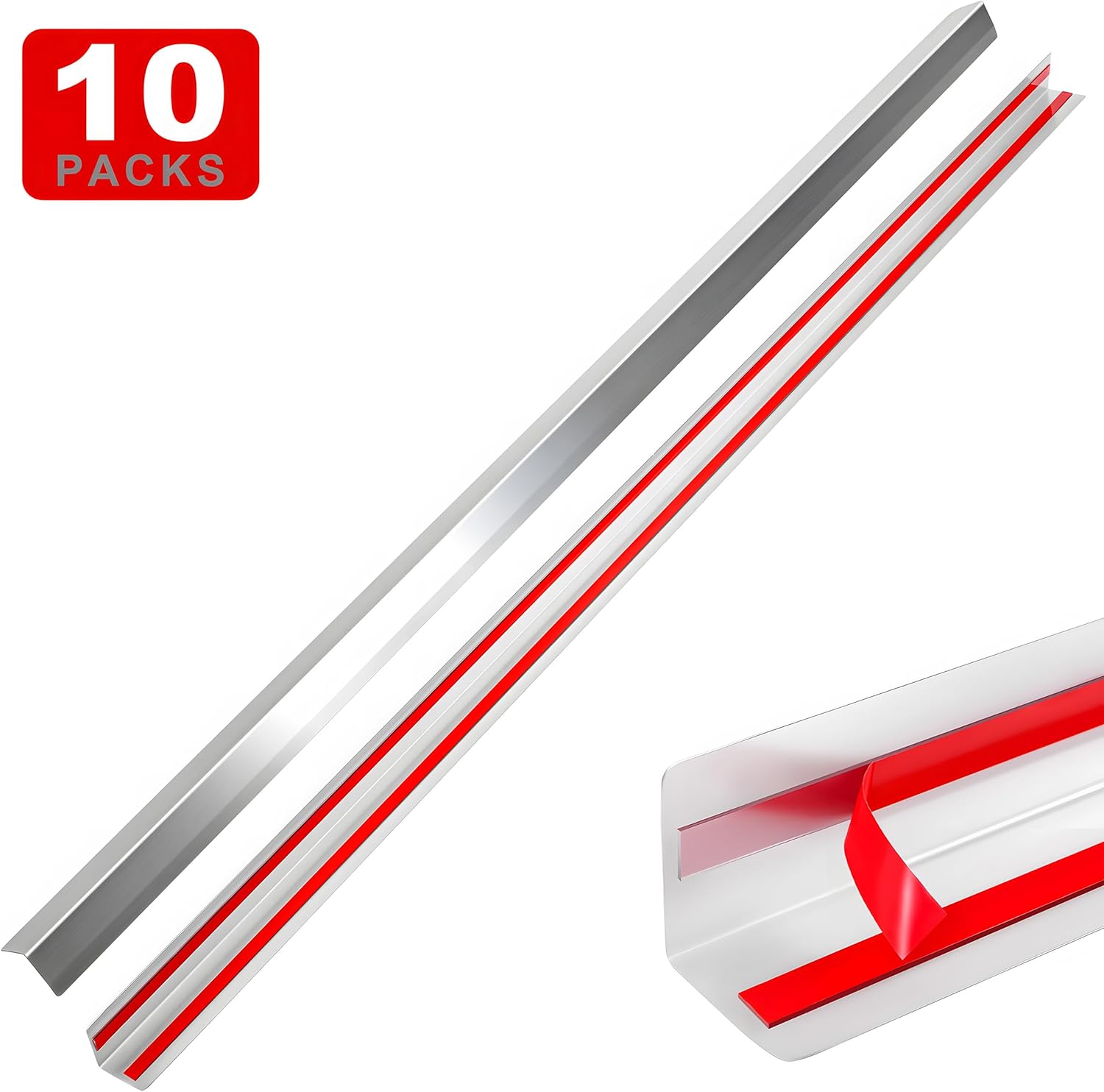 Wall Corner Guards, 0.5” x 0.5” x 48”, Metal Wall Corner Protector, 10 Pack for Wall Protection and Decoration, 20 Ga/ 1MM Thickness Stainless Steel Corner Guard with 90-Degree Angle