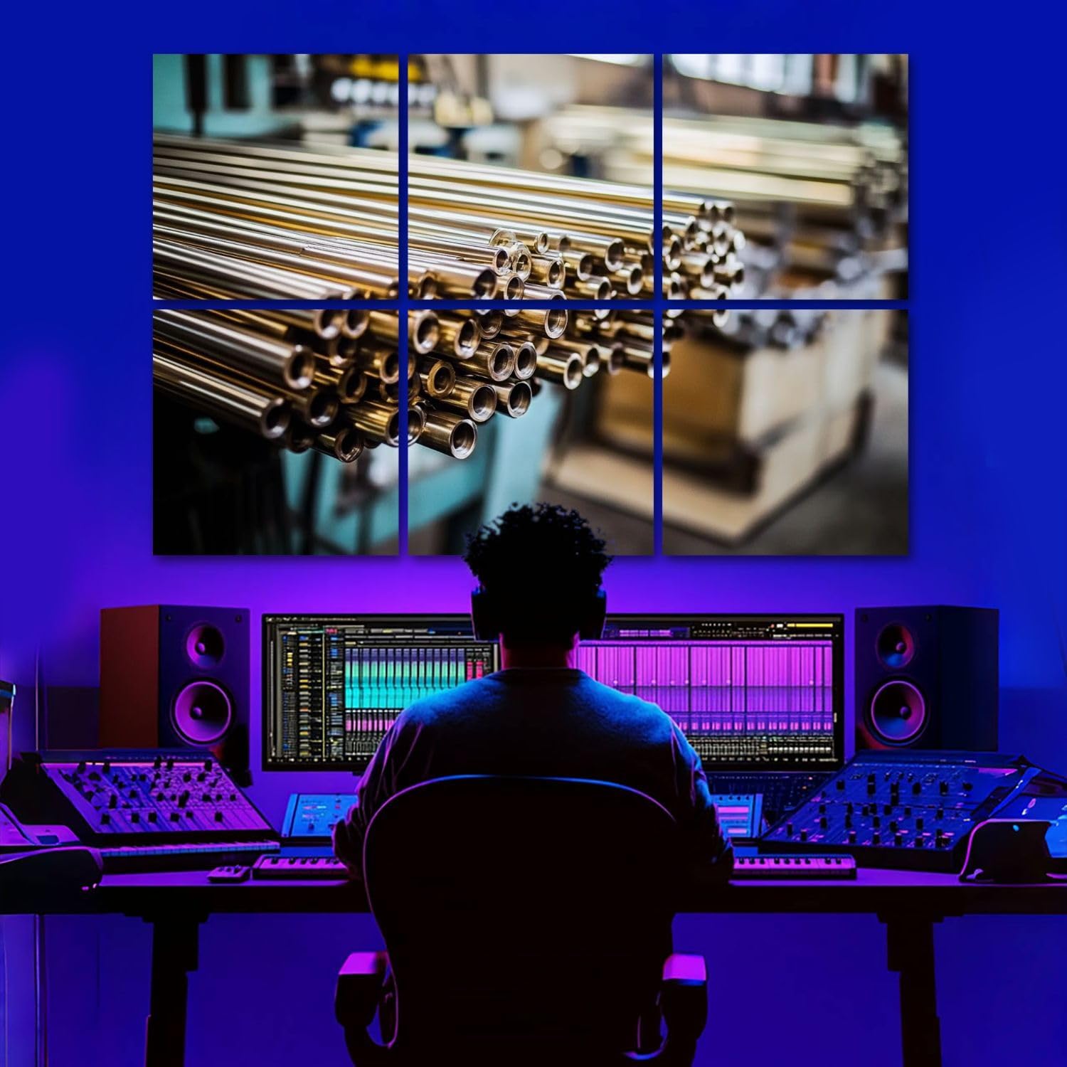 6 Pack Art Acoustic Panels Mechanical industry Sound Absorbing Panel 48