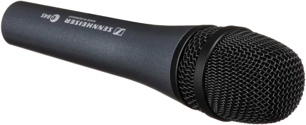 Sennheiser E 845 Supercardioid Dynamic Vocal Microphone Bundle w/Pig Hog PHM10 8mm Mic Cable Polishing Cloth
