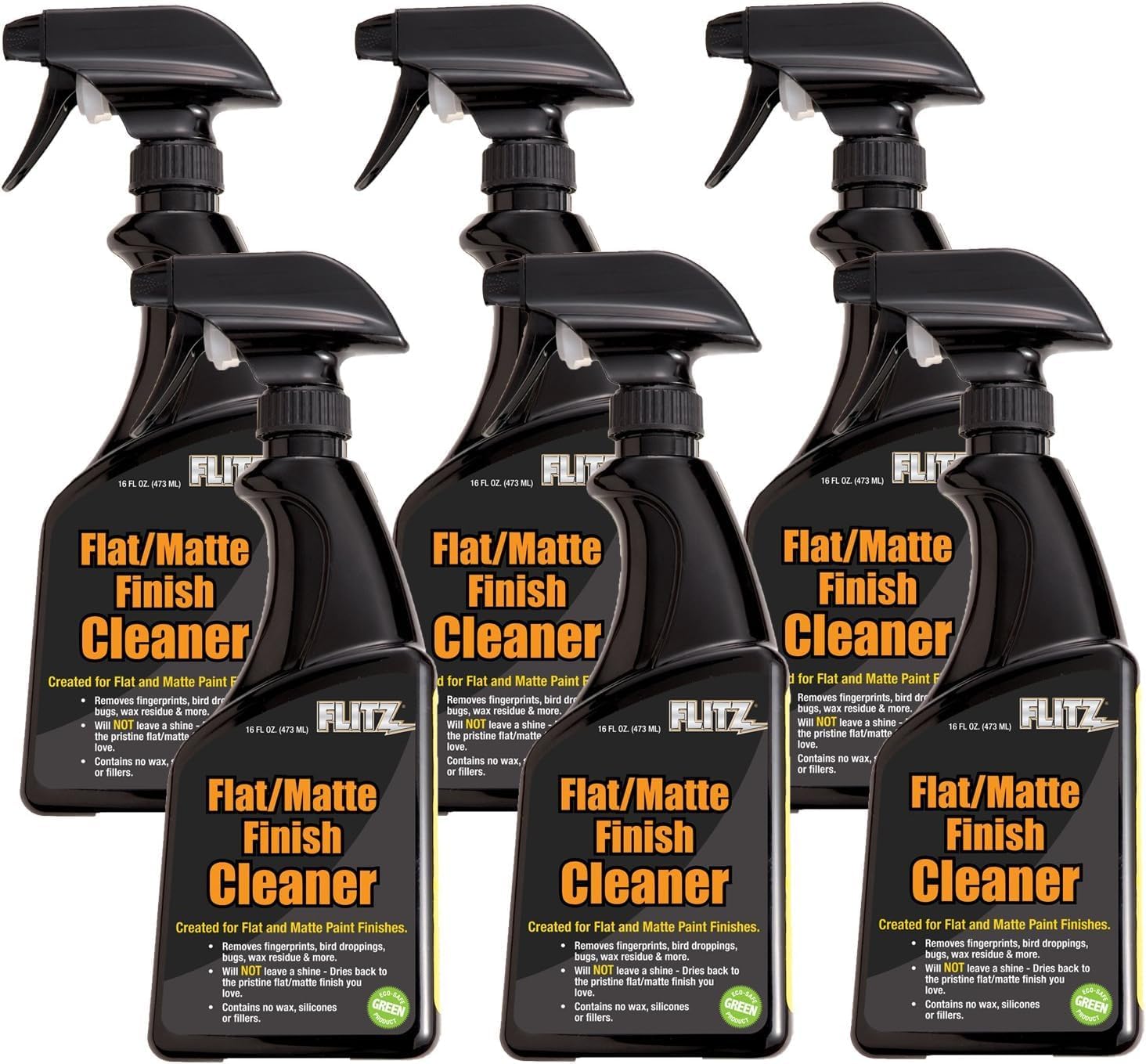 Flitz Flat Matte Finish Cleaner - 16oz Bottle of USA-Made Vinyl Wrap Spray to Easily Remove Grease, Wax, Dust, & More - Quick Drying Matte Paint Cleaner - Ideal for Cars, Motorcycles (6 Pack)