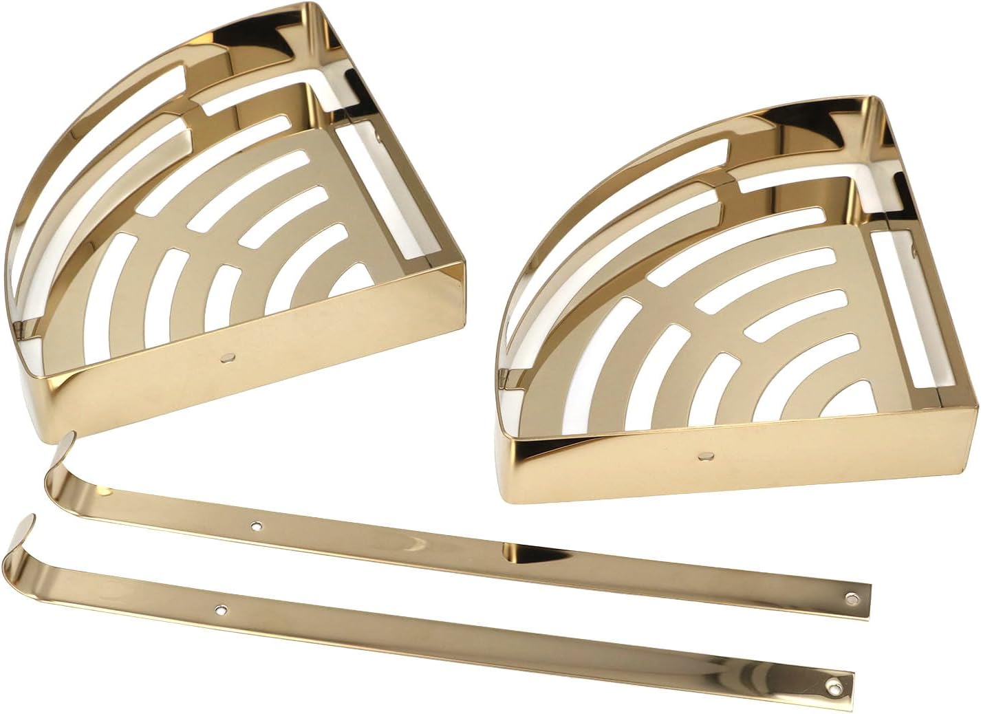 Stainless Steel Corner Shower Shelves, Wall Mounted Bathroom Organizers Double Layer - Space Saving Design, Ideal for Shampoo and Toiletries Storage (2 Tier)