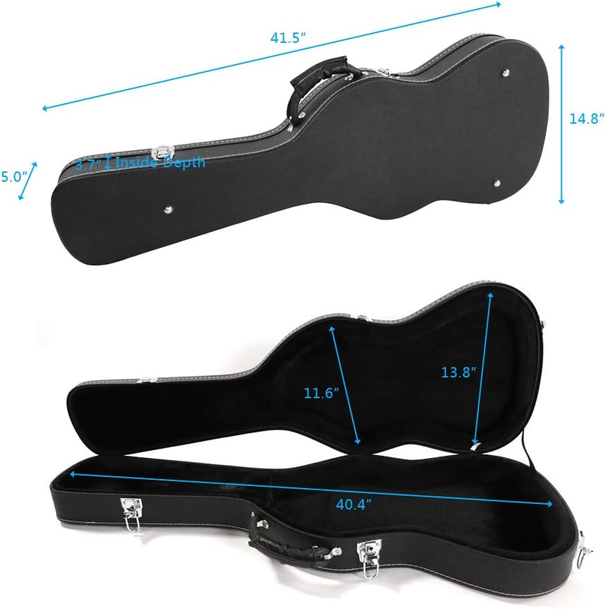 Ktaxon Electric Guitar Hard Case, Wooden Hard-Shell Protective Carrying Case for KST-Style 39-Inch Electric Guitar with Lock Latch Padding