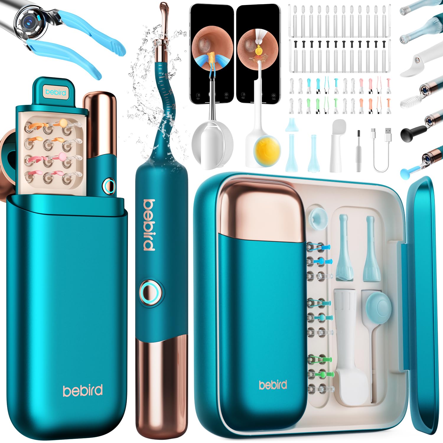 Bebird Earsight Ultra Ear Wax Removal Tool Camera, Ear Cleaner with Flexible Ear Camera Otoscope, Painless Visual Ear Pick Tweezers, Visual Scope Earwax Cleaning Dropper, Ear Cleaning Kit for Family
