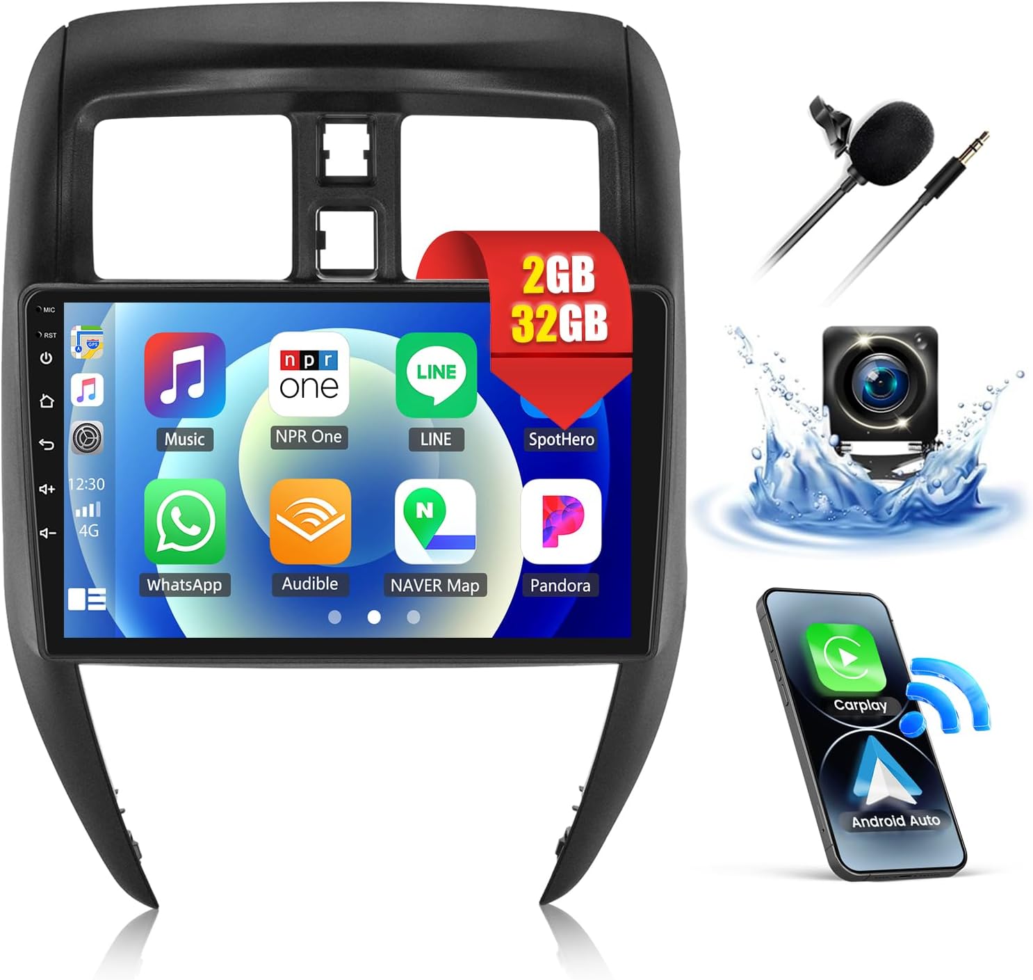 2G+32G Android 13 Car Stereo with Wireless CarPlay Android Auto for Nissan Versa Sedan Radio 2015-2019, 10