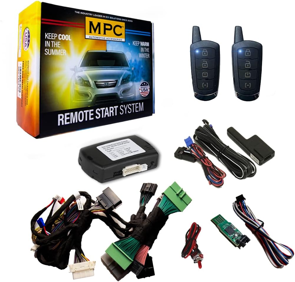 MPC 4-Button Remote Activated Remote Start Kit Compatible with 2014-2020 Nissan Rogue - Push-to-Start - Gas - Plugin T-Harness - (2) Extended Range 4-Button 2-Way Remotes - USA Based Tech Support