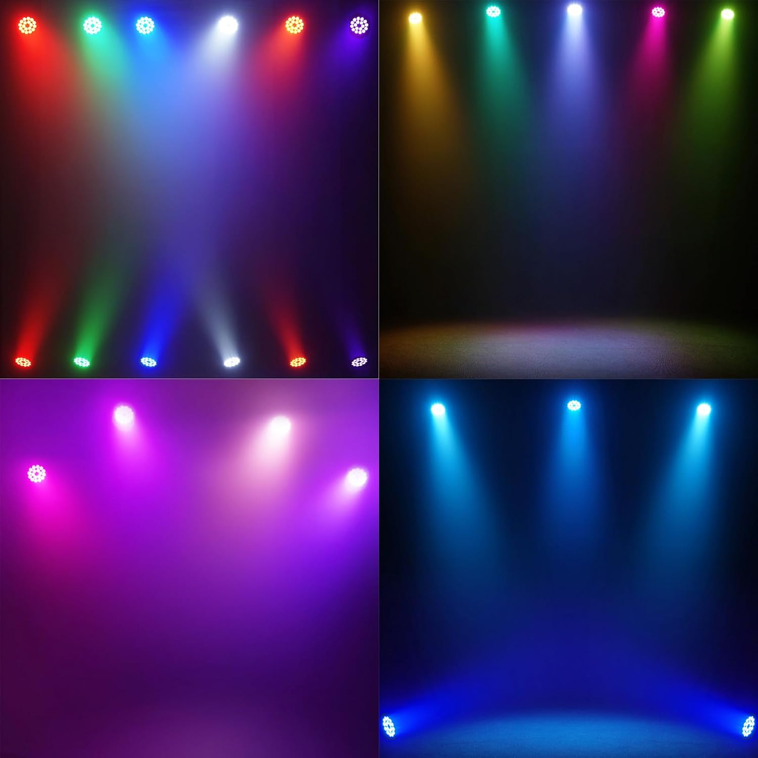 SHEHDS 18x18W LED PAR Lights, RGBWA+UV 6-in-1, Color Wash/Strobe, Stage Strobe Light, DJ Light, DMX512, Sound Active, Aluminum Shell, for Stage, Disco, Club, Party, Wedding, Bar