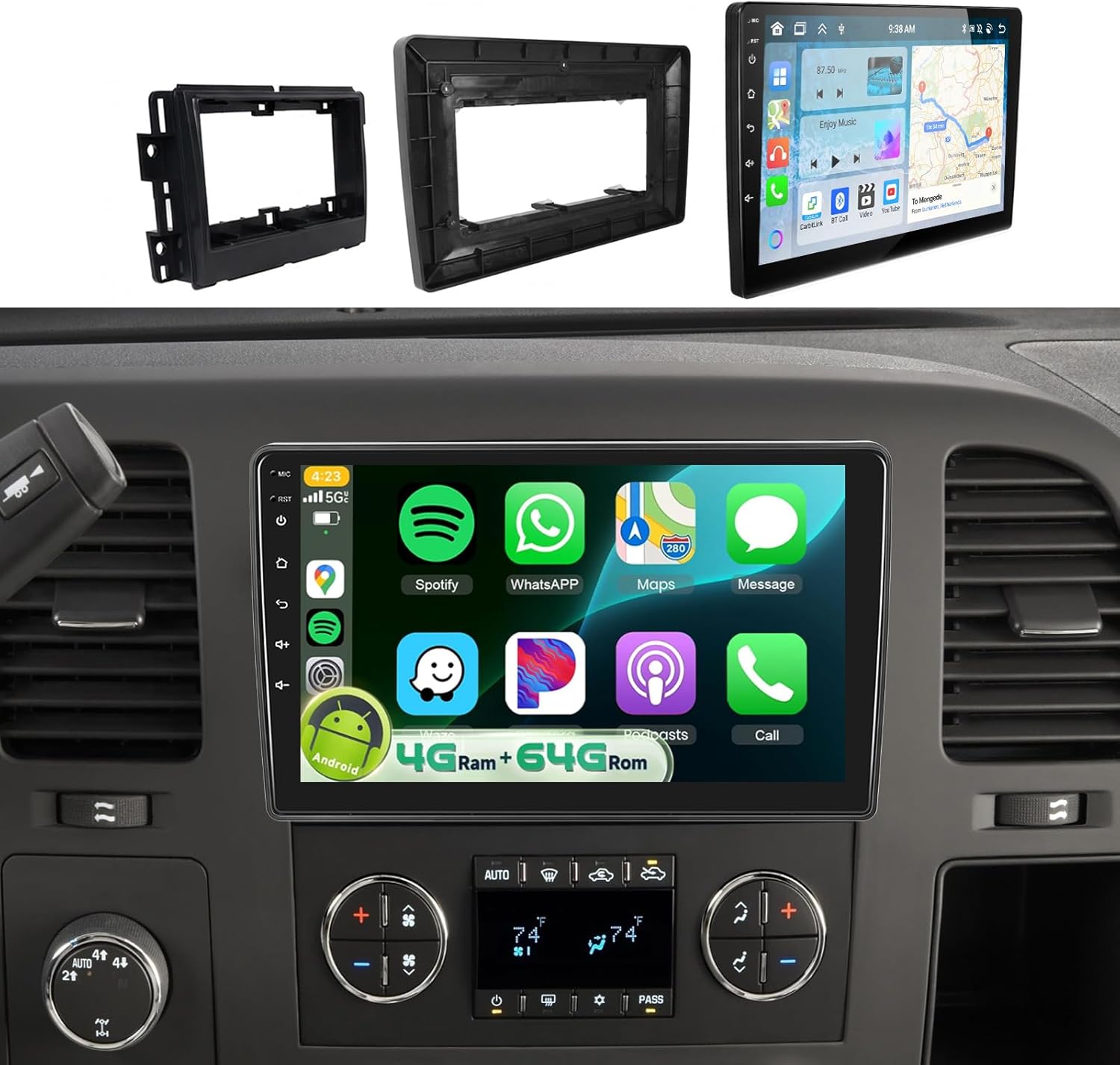 4G+64G 5G WiFi Car Radio for Chevy Silverado Buick GMC Sierra Yukon Tahoe with Wireless Carplay Android Auto, Sellrich 10.1