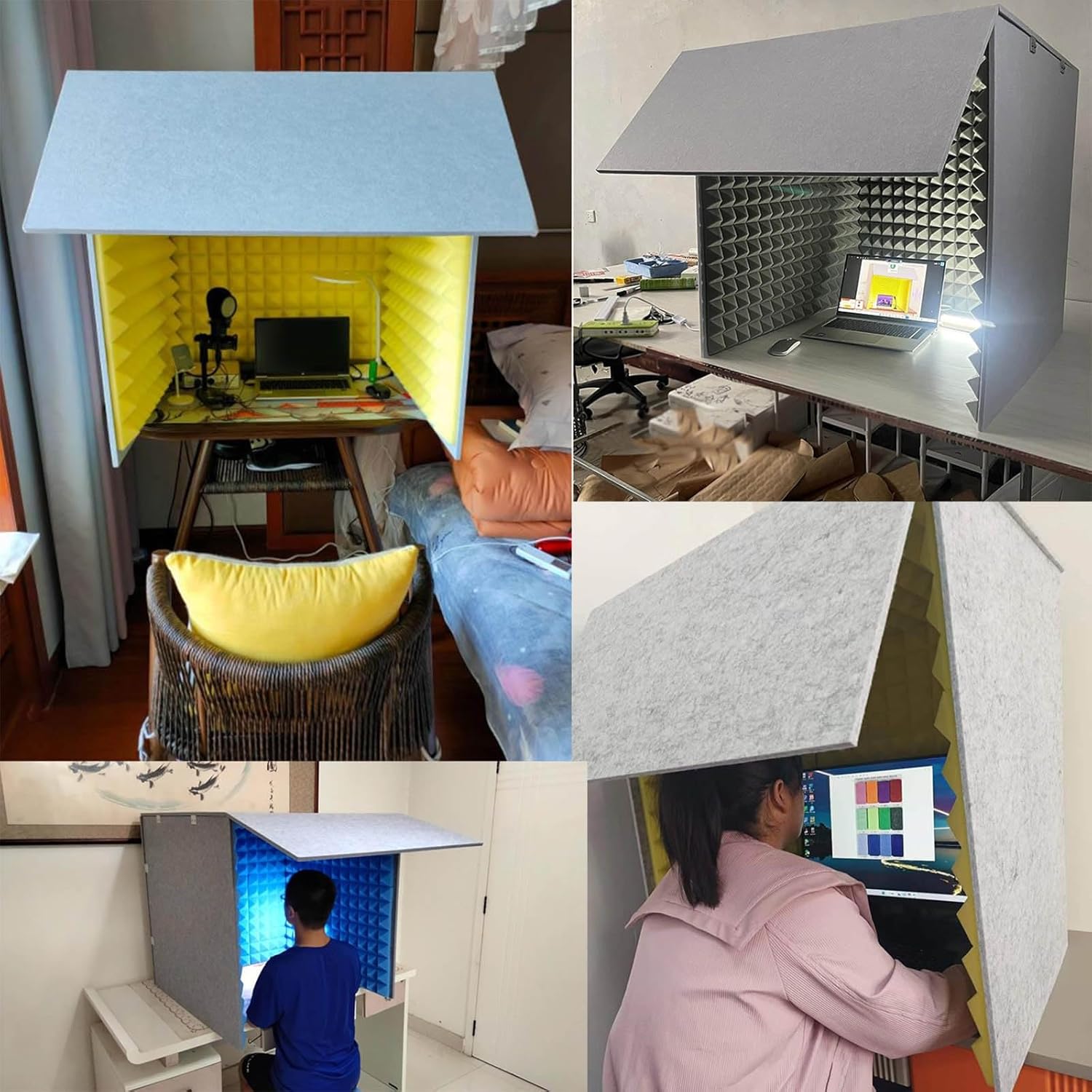 Portable Recording Studio, Microphone Desktop Soundproof Cover, Sound Absorbing Cover, for Studio Singing Broadcast (Blue)