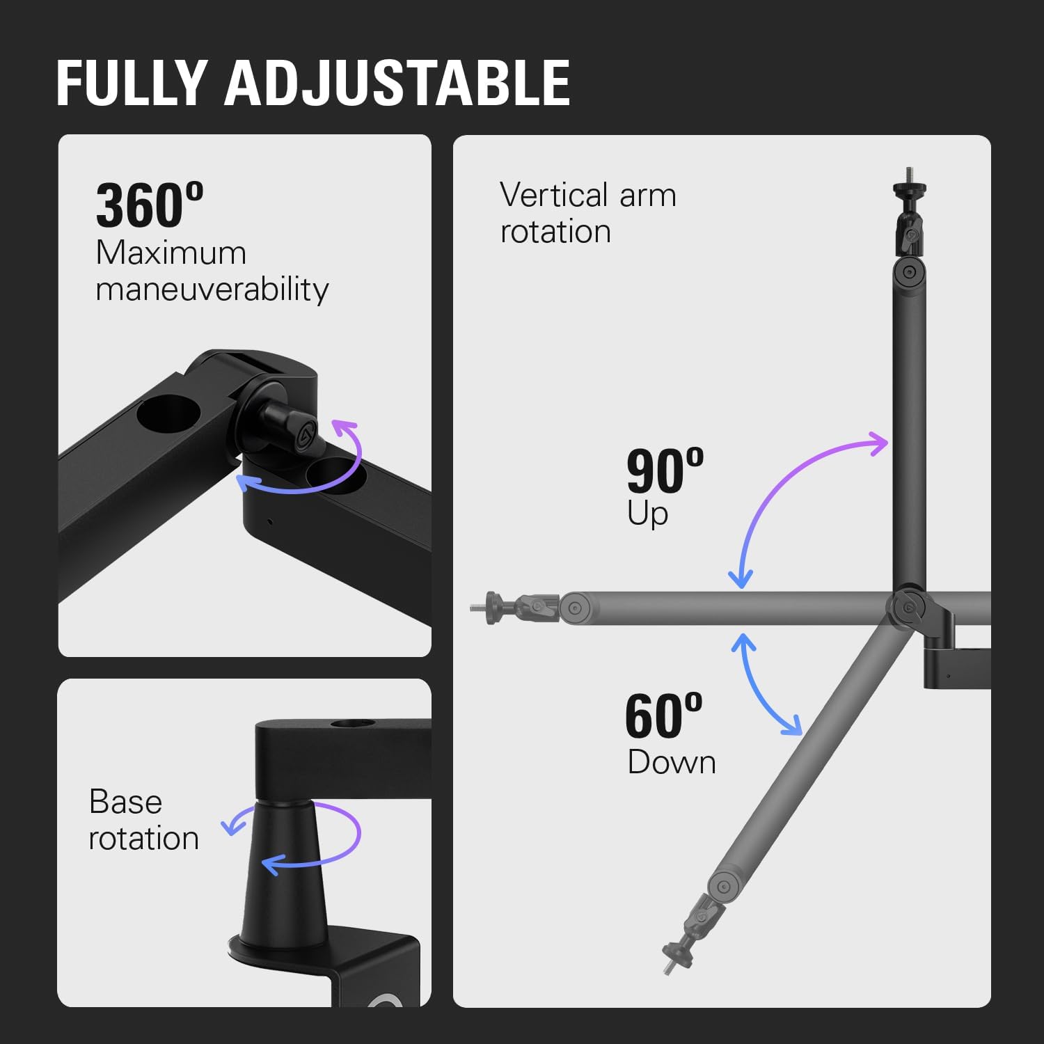Elgato Wave Mic Arm LP - Premium Low Profile Microphone Arm with Cable Management Channels, Desk Clamp, Versatile Mounting, and Fully Adjustable – For Podcasting, Streaming, Gaming, and Home Office