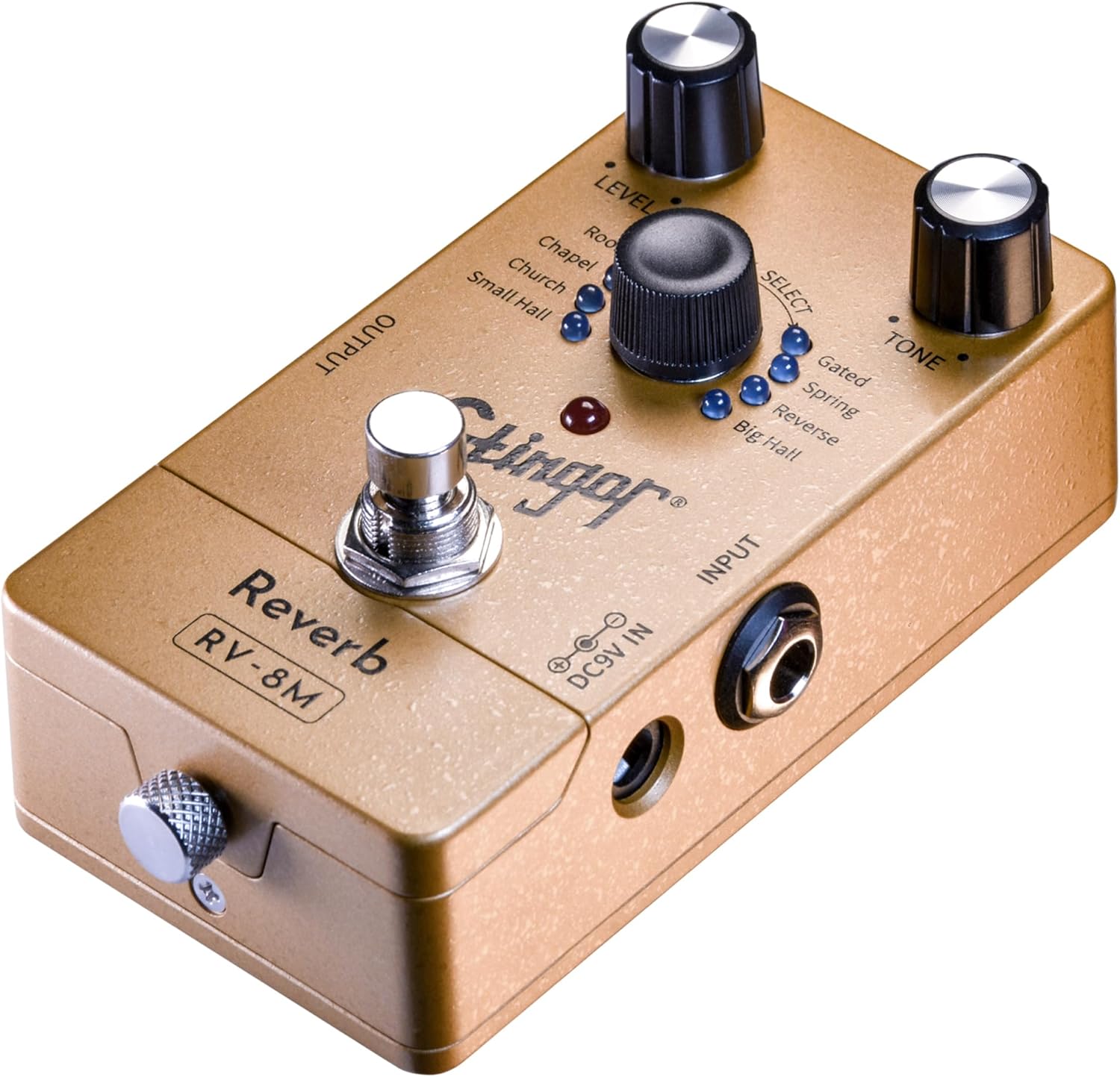 Reverb Guitar Pedal - RV-8M Effects Guitar Pedal, 8 Reverb Types, 24Bit/192kHz High-Resolution, Spring/Hall/Reverse/Gated Reverb, Noiseless Switching