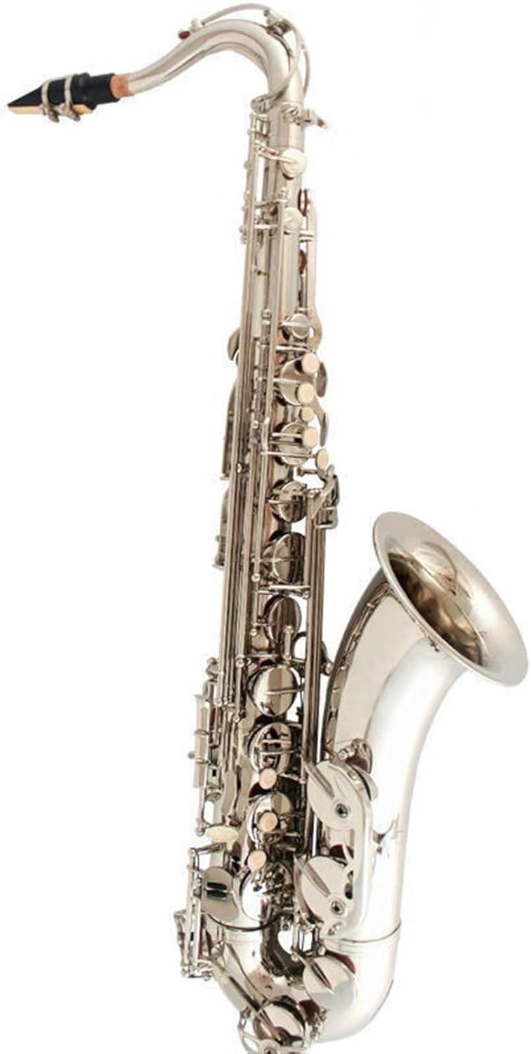 Saxophone B-flat Tenor Wind Instrument For Beginners To Play Electroplated White Nickel Body Carving