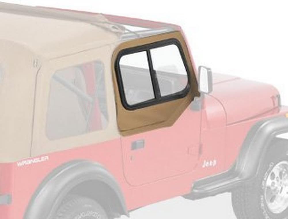 Bestop Upper Door Sliders - Jeep '88-95 Wrangler YJ (Rounded Upper Corner, Spice; Single Sliding Window)