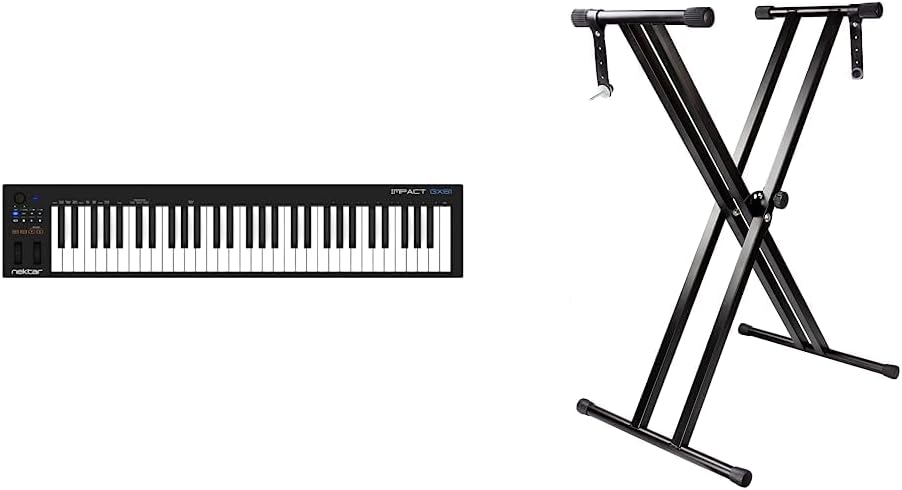 Nektar, 61-Key MIDI Controller, 61 Keys (GX61) and RockJam Adjustable Keyboard Stand with Locking Straps & Quick Release Mechanism