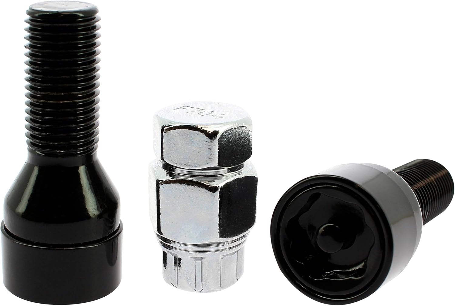 Set of 4 High Quality Anti-Theft Screws 14 x 1.50 L28 with Rotating Head Anti Jaw with 2 Lamp Keys with 7 Round Tips Black