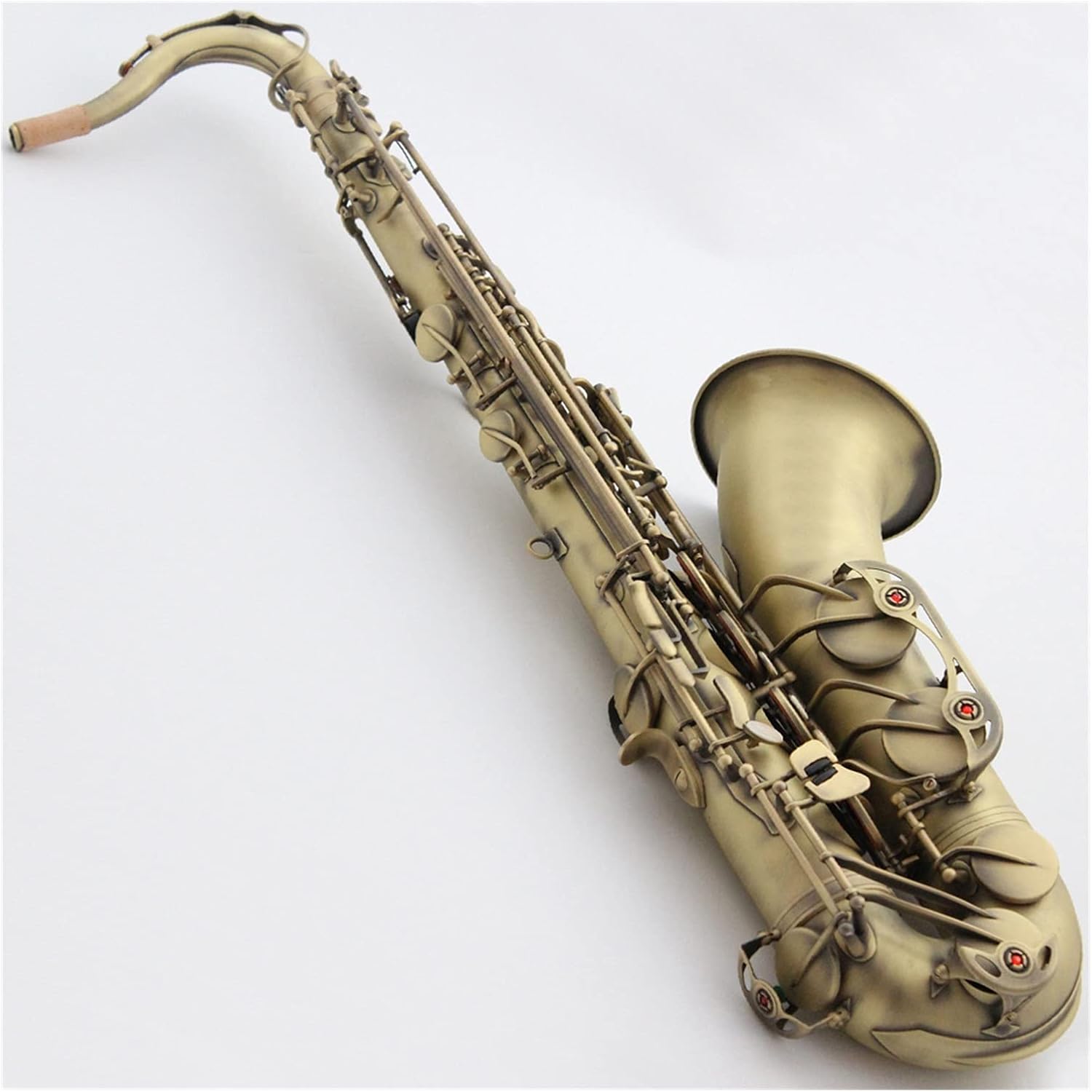 Saxophone Straight Tenor Saxophone Antique Copper B-Flat Tenor Sax Bronze with Case Mouthpiece Reeds Neck Key Type Woodwind Instrument (Color : Bronze)