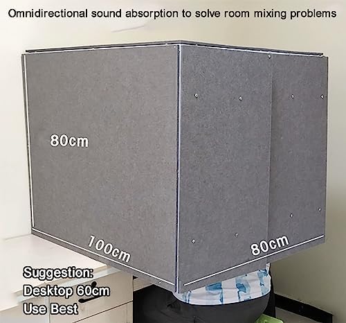 Portable Vocal Booth Home Studio Booth Desktop Soundproof Cover Sound Absorbing Shield Fully Enclosed Design for Door Opening for Home Music Recording Podcasting Acoustical