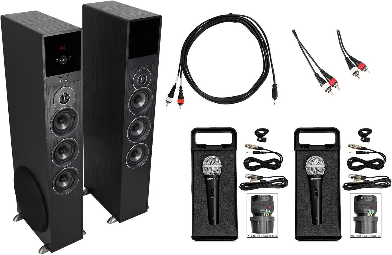 Rockville All-in-one Bluetooth Home Theater/Karaoke Machine System w/(2) Mics