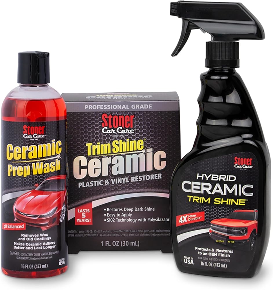 Stoner Car Care 99610 Trim Shine Pro Ceramic Kit – Cleans, Prepares, and Restores Trim for Long Lasting Ceramic Protection and Deep OEM Shine, Professional Grade Auto Detailing Kit