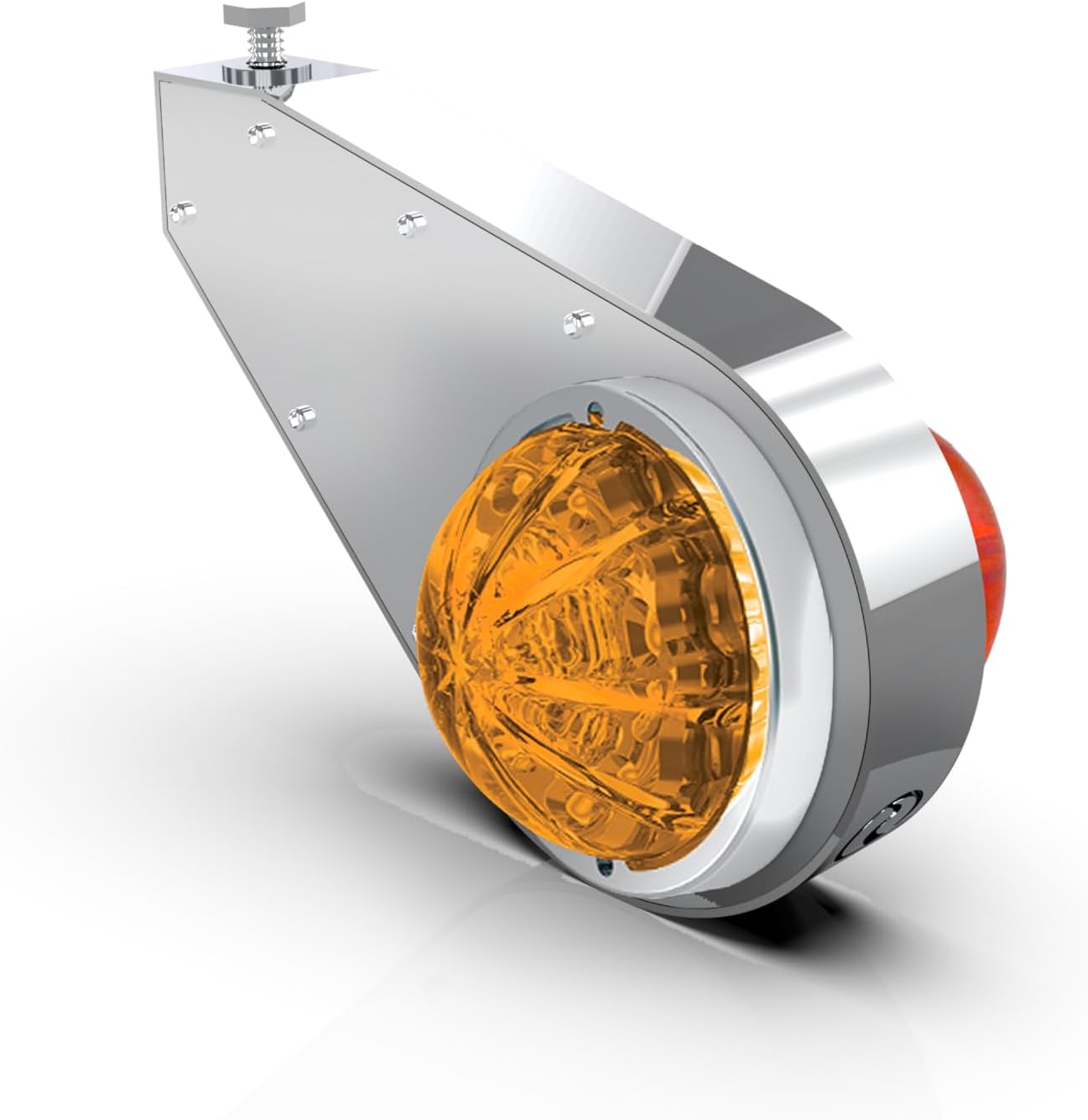 RoadWorks | ICON MXT Billet Mirror Bracket Lights with Amber and Red Low Profile Watermelon Lights and Lenses, and Chrome Billet Frame | Pair | N19944LP